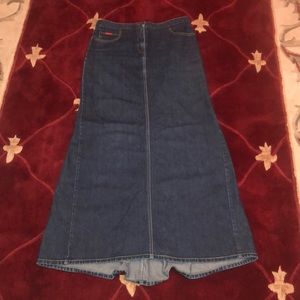 BCBG Long Denim Jean Skirt